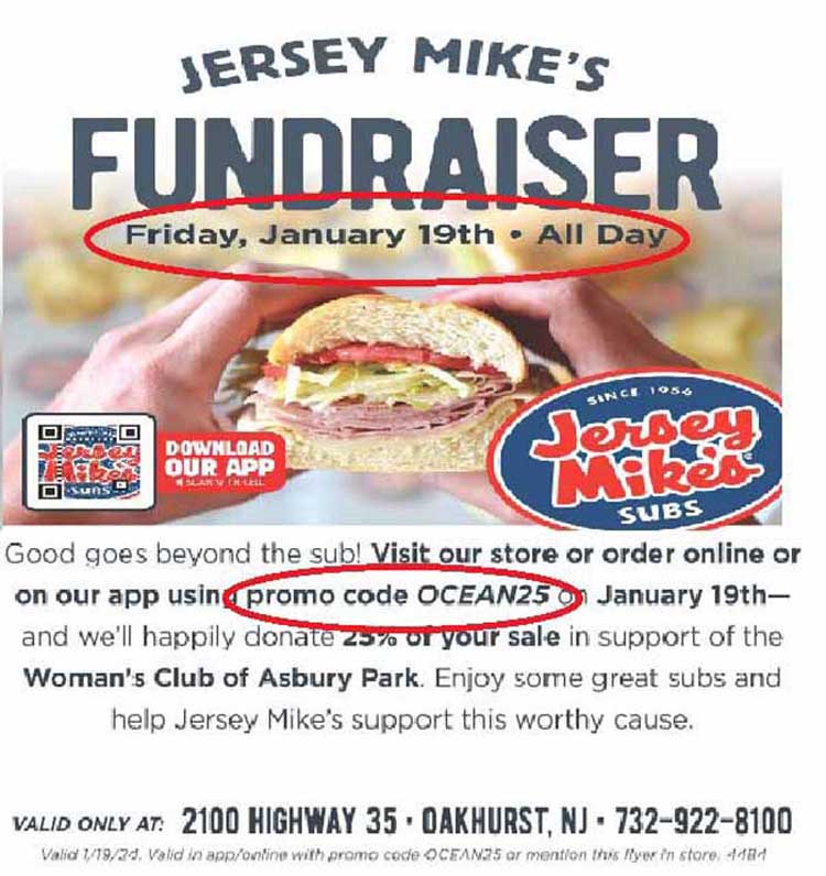 Jersey Mike’s Day for Woman’s Club of Asbury Park