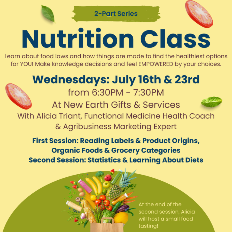 2-Part Nutrition Class – July 16th