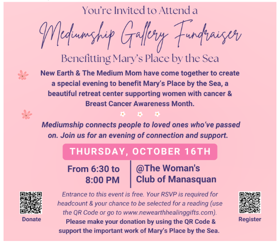 Mediumship Gallery Fundraiser Benefitting Mary’s Place by the Sea